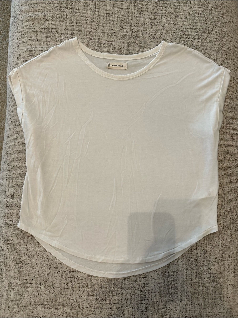 Lucky Brand White Scoop Neck Short Sleeve Tee